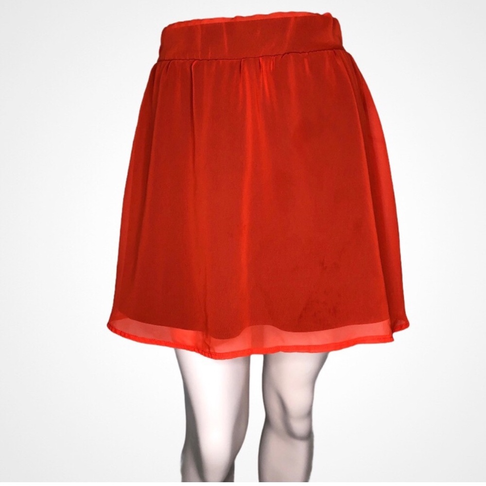 SUPRE Orange Mini Skirt S Small Chiffon Skater Skirt
